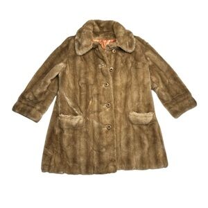 L. S. Ayers & Co. Indiana Furs Vintage real brown Fur Coat antique satin lined M